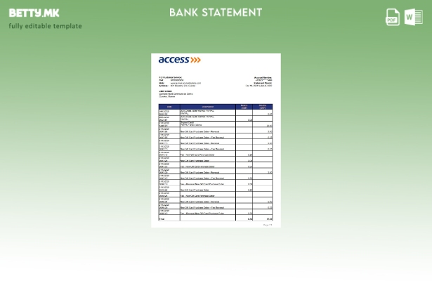 модерен стил Гвинеја Пристап за банкарски извод на ексел шаблон
